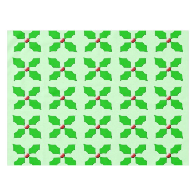Toalha De Mesa Feliz Natal Holly Tablecloth (Frente (Horizontal))