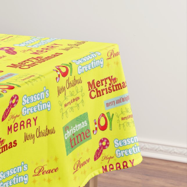 Toalha De Mesa Feliz Natal, Joy, Sábios Saudações, Amarelo (Posição Original)