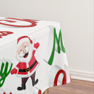 Toalha De Mesa Feliz Natal Papai Noel vermelho