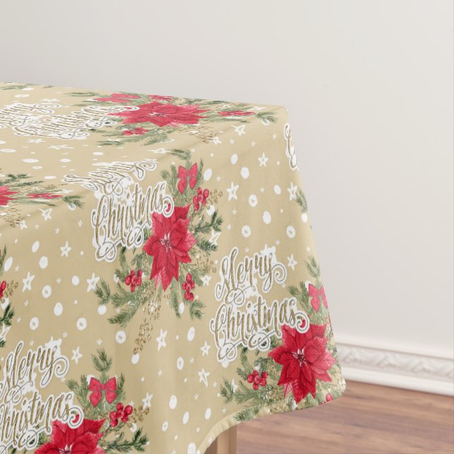 Toalha De Mesa Feliz Natal Red Poinsettia (Posição Original)