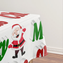 Toalha De Mesa Feliz Natal Santa Claus - tipografia verde vermelh