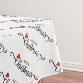 Toalha De Mesa Feliz Natal Santa Hats e Canas Doces