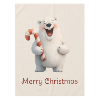 Toalha De Mesa Feliz Natal Urso Polar Fofo Design
