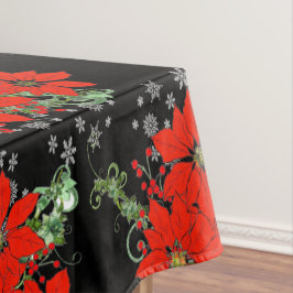 Toalha De Mesa Feliz Red Christmas Poinsettia Holiday Black