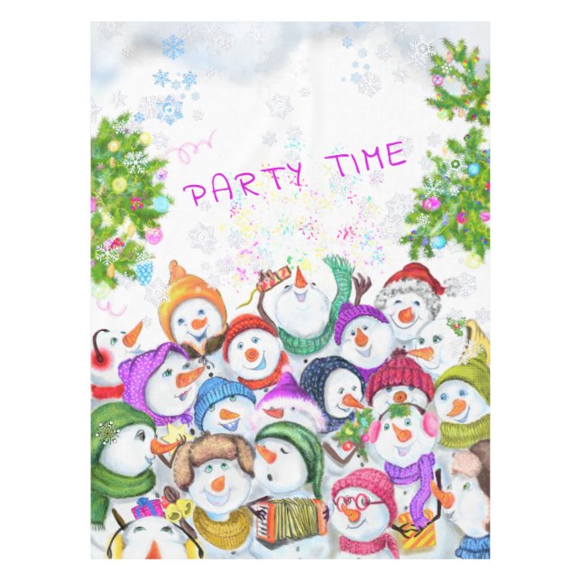 Toalha De Mesa Feliz Snowmanth Tablecloth de Natal (Frente)