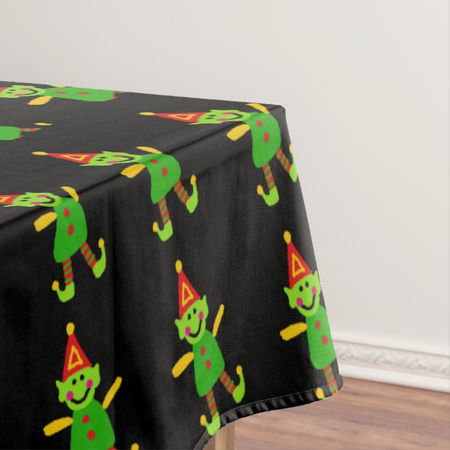 Toalha De Mesa Feliz Tablecloth de Natal, Elf Black Tablecloth (Posição Original)