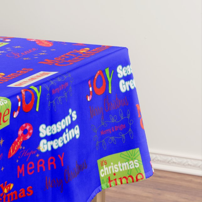 Toalha De Mesa Feliz Tablecloth de Natal, Seasons Saudações Azul (Posição Original)