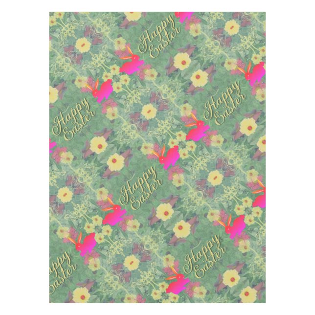 Toalha De Mesa Felz pascoa Floral Bunny Tablecloth (Frente)