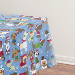 Toalha De Mesa Feriado de Natal Puppies Santa Hat