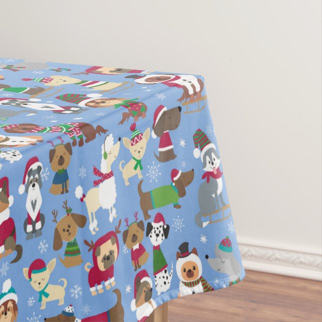 Toalha De Mesa Feriado de Natal Puppies Santa Hat (Posição Original)