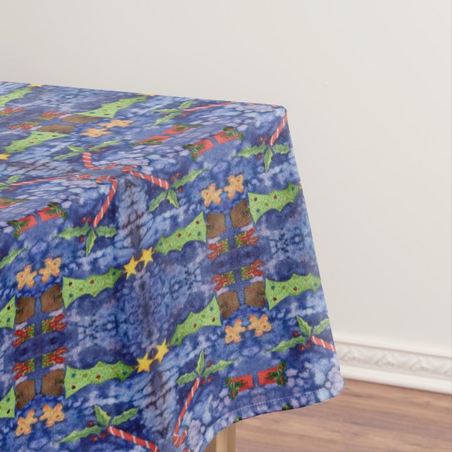 Toalha De Mesa Feriados Felizes Ícones clássicos de Natal Aquarel (Posição Original)