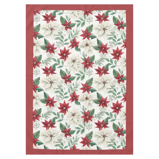 Toalha De Mesa FesNatal Poinsettias Jantar Tablecloth (Frente)