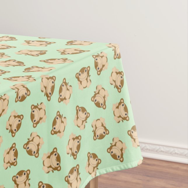 Toalha De Mesa Festa de aniversário Macaco Verde (Posição Original)