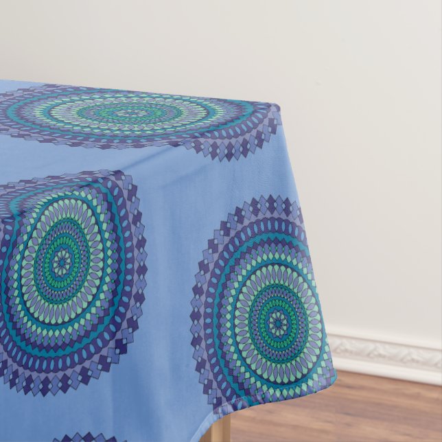 Toalha De Mesa Festa de aniversário Verde Negra Azul Mandala (Posição Original)