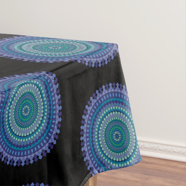 Toalha De Mesa Festa de aniversário Verde Negra Azul Mandala (Posição Original)