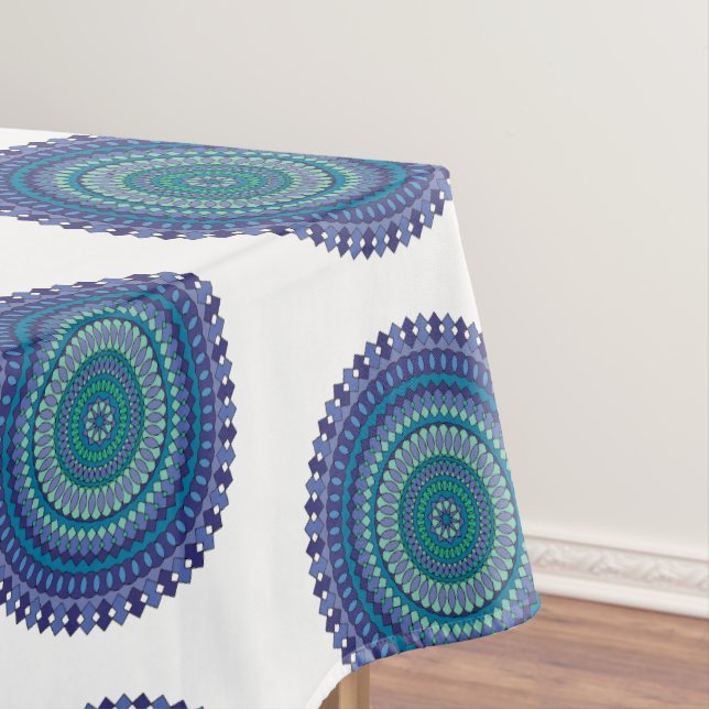 Toalha De Mesa Festa de aniversário Verde Negra Azul Mandala (Posição Original)