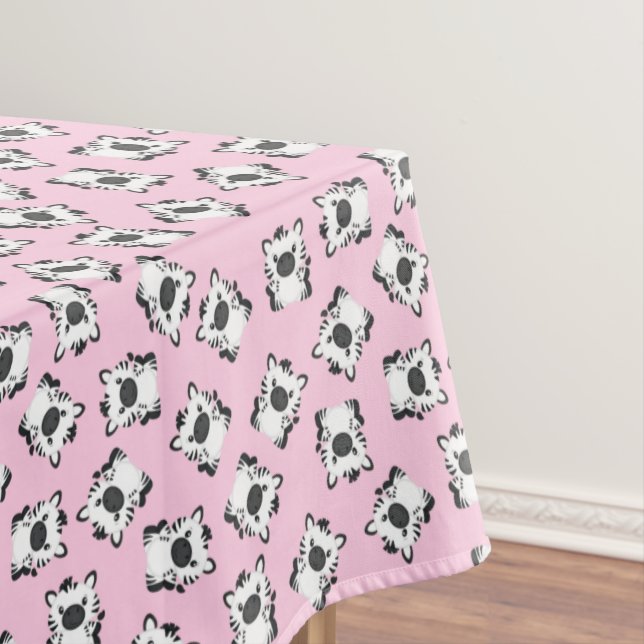 Toalha De Mesa Festa de aniversário zebra rosa (Posição Original)