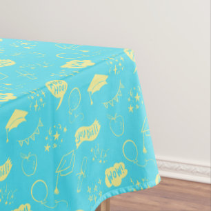Toalha De Mesa Festa de formatura Limão Quirky Doodle Sky Blue
