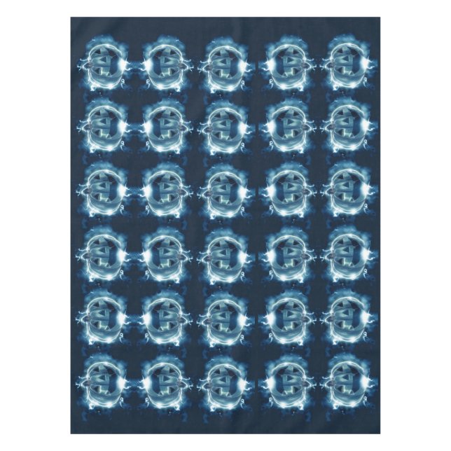 Toalha De Mesa Festa de Halloween Mau Blue Pumpkin Horror Assusta (Frente)