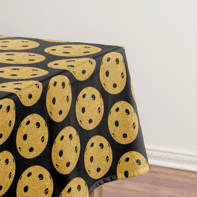 Toalha De Mesa Festa de Pickleball Casamento Preto Dourado Desped (Posição Original)
