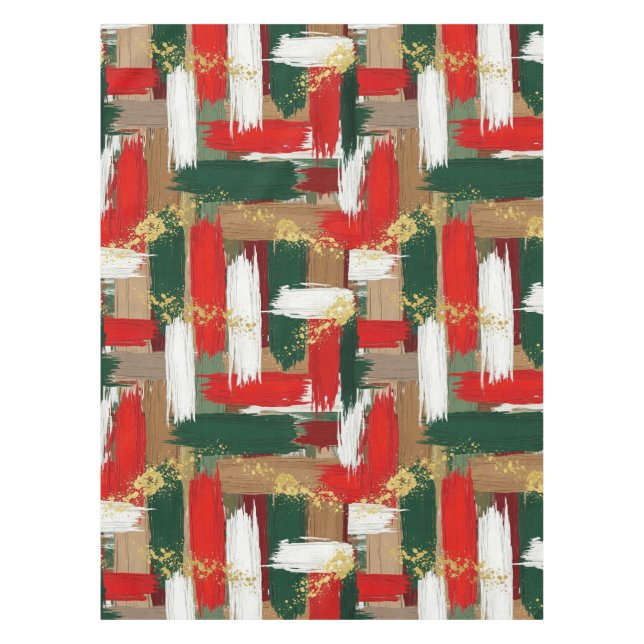 Toalha De Mesa Festive holiday brush plaid  (Frente)