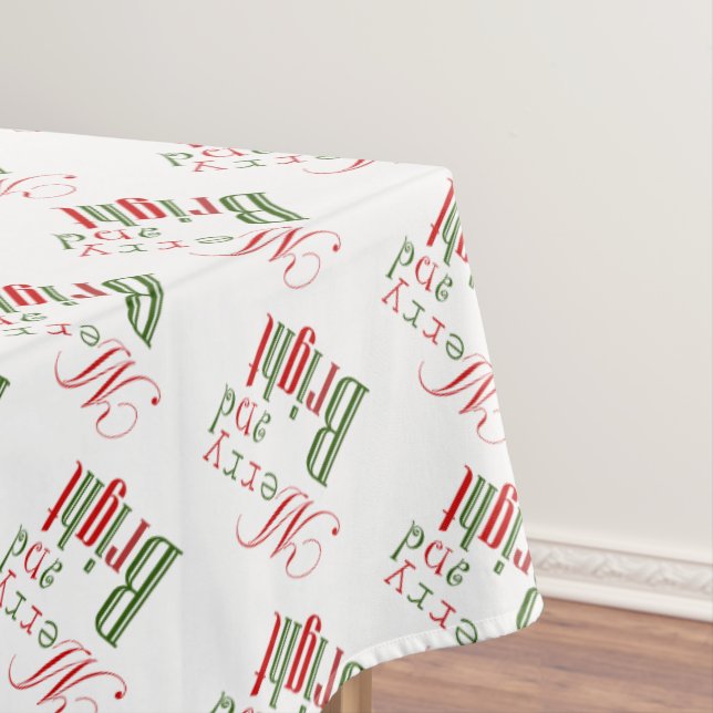 Toalha De Mesa Festive Red and Green Christmas MERRY AND BRIGHT (Posição Original)