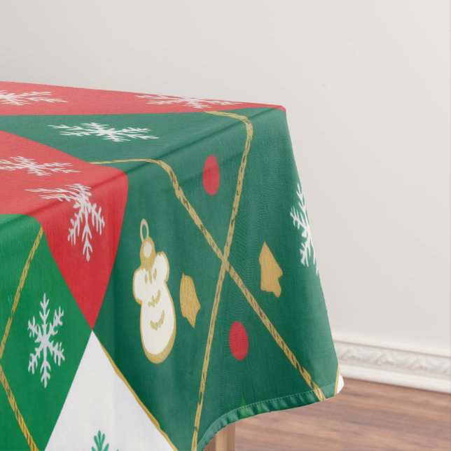 Toalha De Mesa Festive Red & Green Argyle Cheer Christmas (Posição Original)