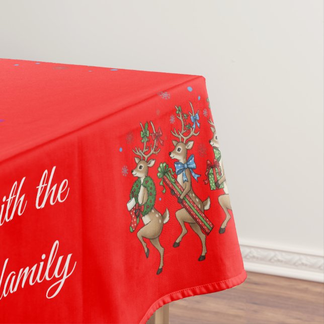 Toalha De Mesa Festive Whimsical Christmas Tree Quirky Reindeers  (Posição Original)