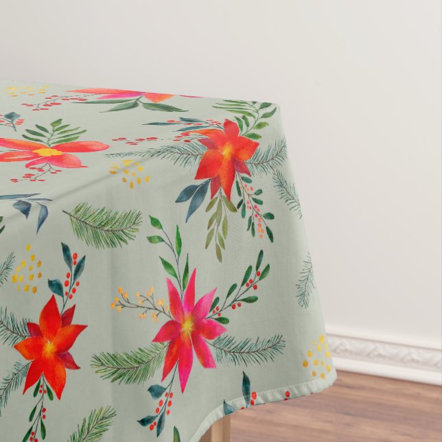 Toalha De Mesa Festivo Red Poinsettia Natal Floral (Posição Original)