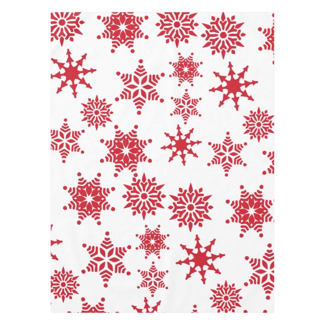 Toalha De Mesa Festivo Red & White Snowflakes, Natal (Frente)