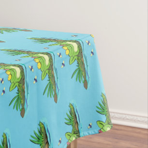 Toalha De Mesa Figura de desenho animado de sapo verde-esfomeado