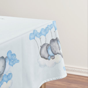 Toalha De Mesa Filhos de Bebês e Balões de Coração Azul com A