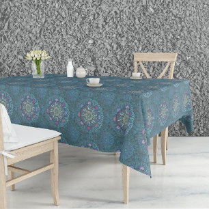 Toalha De Mesa Filtro da Força Aérea Floral Blue Manipur Mandala