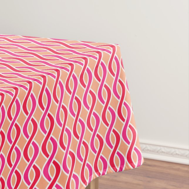 Toalha De Mesa Fitas Modernas do Século médio, tons de coral (Posição Original)