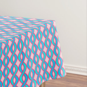 Toalha De Mesa Fitas modernas do século médio, turquesa e rosa