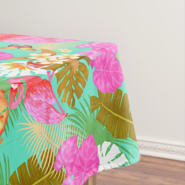 Toalha De Mesa Flamingo Garden Teal (Posição Original)