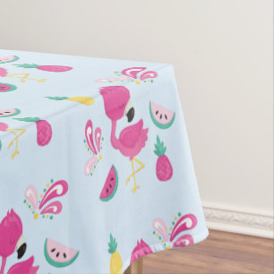 Toalha De Mesa Flamingo rosa com padrão Fruta tropical