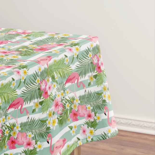 Toalha De Mesa Flamingos E Stripes (Posição Original)