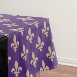 Toalha De Mesa Fleur de Lis, Beige on Purple, Royal, Your Name
