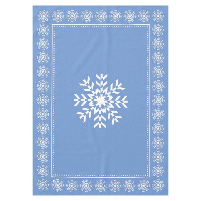 Toalha De Mesa Floco de neve azul e branco da luz escandinava - (Frente)