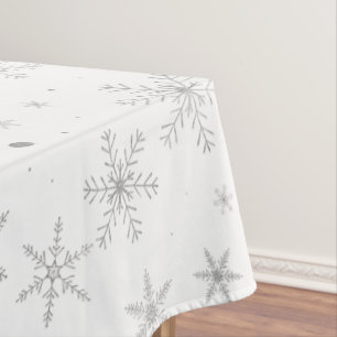 Toalha De Mesa Floco de neve da cintilação - cinza & Branco de