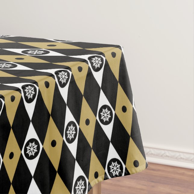 Toalha De Mesa floco de neve elegante de ouro negro (Posição Original)
