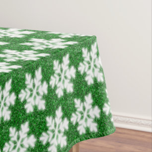 Toalha De Mesa Floco de neve verde-congelado brilhante Elegante