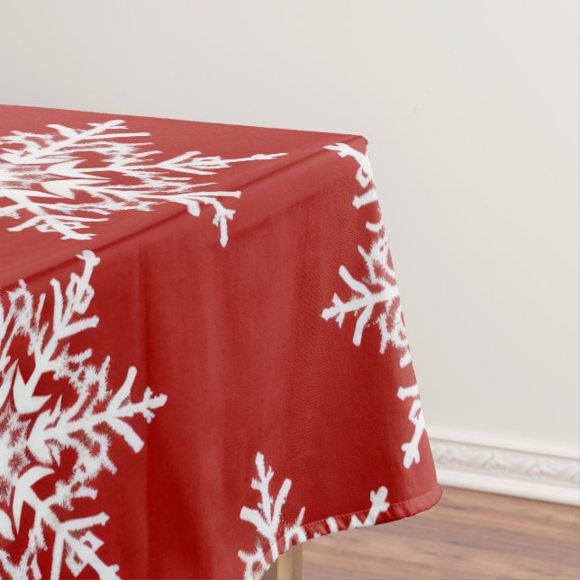 Toalha De Mesa Floco de neve vermelho clássico de inverno (Posição Original)