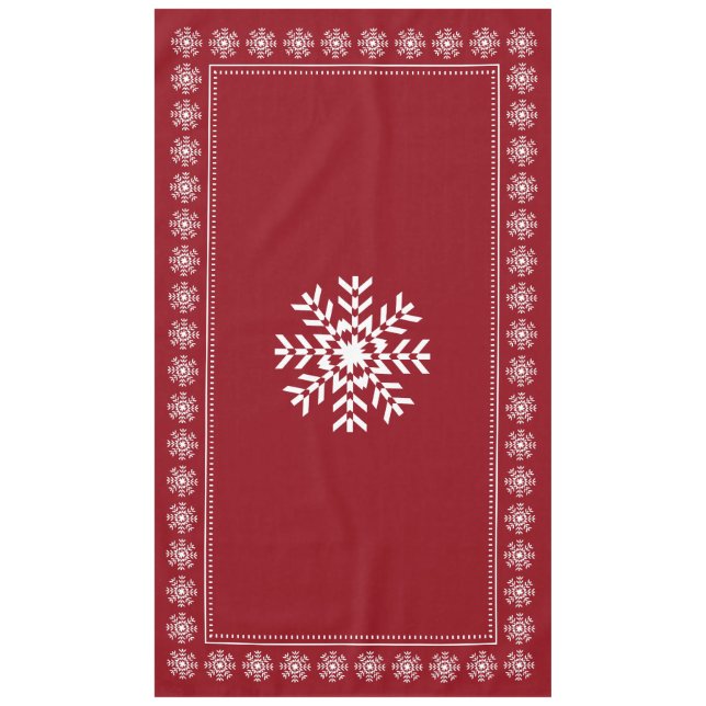 Toalha De Mesa Floco de neve vermelho e branco da elegância (Frente)