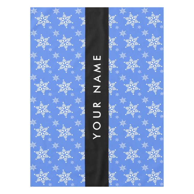 Toalha De Mesa Flocos de neve brancos, azuis, seu nome, personali (Frente)