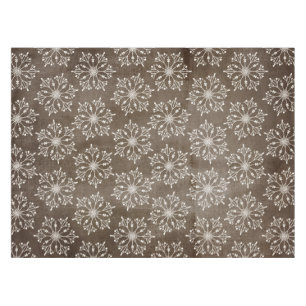 Toalha De Mesa Flocos de neve brancos em Tablecloth marrom