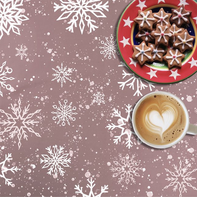 Toalha De Mesa Flocos de neve brancos, Rosa, cor-de-rosa (Criador carregado)