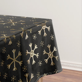 Toalha De Mesa Flocos de Neve de Natal em Metal Preto e Dourado
