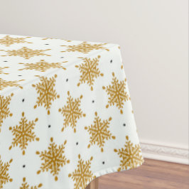 Toalha De Mesa Flocos de neve Dourados no inverno Branco